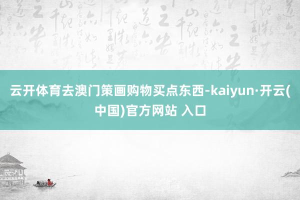 云开体育去澳门策画购物买点东西-kaiyun·开云(中国)官方网站 入口